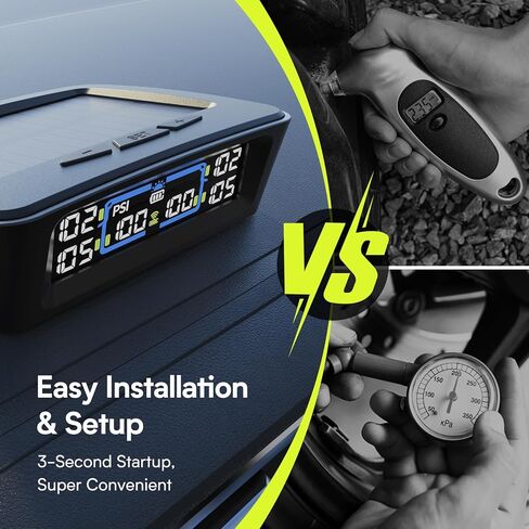 نظام مراقبة ضغط الإطارات Tymate TM12 RV، TPMS مع USB/شحن بالطاقة الشمسية، أحدث إصدار لعام 2026، مجموعة من 4 أجهزة استشعار (بحد أقصى. 12)، 6 أوضاع إنذار، نطاق 50 قدم، 0-144PSI لسيارة RV/سيدان/SUV/MPV/شاحنة/مركبة أقدم in Kuwait