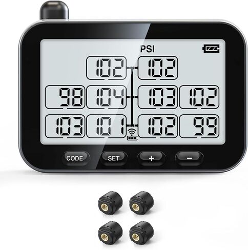نظام مراقبة ضغط إطارات المقطورة من GUTA، RV TPMS مع 10 أجهزة استشعار، 6 أوضاع تنبيه، معزز الإشارة، شاشة توفير الطاقة، مسافة استشعار طويلة، لـ 3 مقطورات (T1/T2/T3)، للتخييم، وبيوت السيارات in Kuwait
