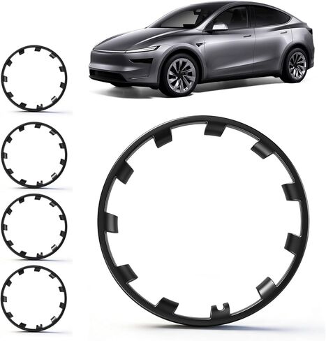 4+1 مجموعة احتياطية لإطارات العجلات تناسب طراز Tesla Y 21 بوصة، أغطية إطارات Hubcaps Uberturbine Wheels Rim Cover Rings Trim Rings 5 ​​قطع من ملحقات الطراز Y (رمادي معدني) in Kuwait