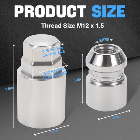 عجلة قفل العروة الجوز M12x1.5 مكافحة سرقة صالح هوندا أكورد سيفيك CRV أكورا دودج جراند كارافان فورد فيوجن هيونداي إلنترا كيا K5 سبورتاج لكزس مازدا CX5 تويوتا كرايسلر ميتسوبيشي استبدال 24157 in Kuwait