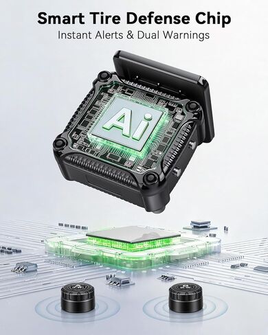 Motorcycle Tire Pressure Monitoring Alarm System with Solar Charge, Motorcycle TPMS with 2 External Sensors, LCD Digital Display, USB Charging, Motorbike Tyre Temperature Alarm in Kuwait