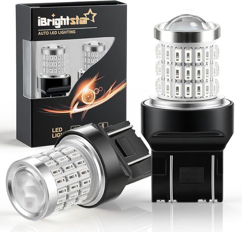 iBrightstar 3157 LED لمبة بيضاء، 4157 3156 LED عكس مصابيح كهربائية فائقة السطوع لأضواء الفرامل الخلفية أضواء احتياطية بدوره أضواء الإشارة، 2 حزمة in Kuwait