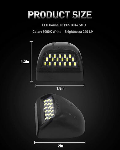 LESAUCE Full LED License Plate Light Tag Lamp Assembly Replacement for Chevy Silverado 1500 2500 3500 Suburban Tahoe GMC Sierra Yukon XL for Escalade, 6000K White, Pack of 2 in Saudi Arabia