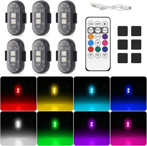 قطعتان من مصابيح LED القوية مع جهاز تحكم عن بعد، 8 ألوان IP65 مقاومة للماء ومضادة للتصادمات، مصابيح تحذير LED للسيارة بدون طيار والشاحنات والدراجات النارية in Kuwait
