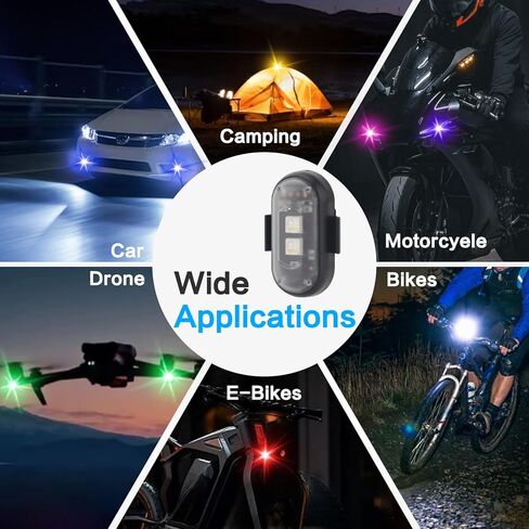2PCS Wireless LED Strobe Lights with Remote Control，8 Colors IP65 Waterproof Anti-Collision USB Charing Led Warning Lights for Car Drone Truck Motorcycle Aircraft Bike in Saudi Arabia