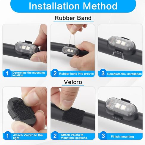 2PCS Wireless LED Strobe Lights with Remote Control，8 Colors IP65 Waterproof Anti-Collision USB Charing Led Warning Lights for Car Drone Truck Motorcycle Aircraft Bike in Saudi Arabia