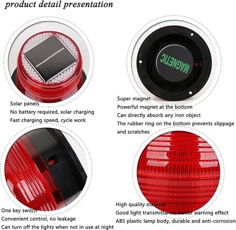 Solar Strobe Warning Safety Flashing Light/Ceiling Strobe Light, with Strong Magnetic Base Waterproof for Construction, Traffic, Factory, Crane Tower, Boat Navigation (Yellow) in Saudi Arabia