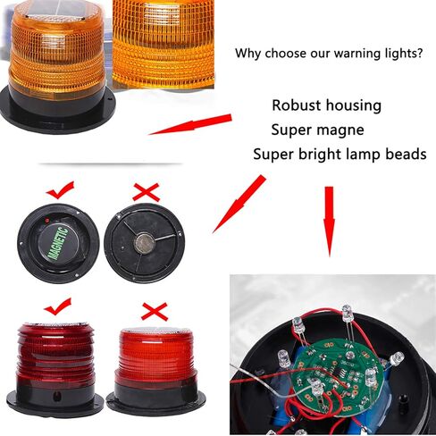 Solar Strobe Warning Safety Flashing Light/Ceiling Strobe Light, with Strong Magnetic Base Waterproof for Construction, Traffic, Factory, Crane Tower, Boat Navigation (Yellow) in Saudi Arabia