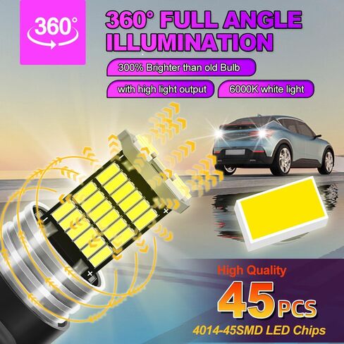 7443 7440 T20 W21W W21/5W يعمل لسيارة شيفروليه إمبالا 2014-2018، مصباح إضاءة جانبي 2500LM 6000K أبيض بارد، IP68 مقاوم للماء، 99% CANBUS خالي من الأخطاء قطعتان in Kuwait