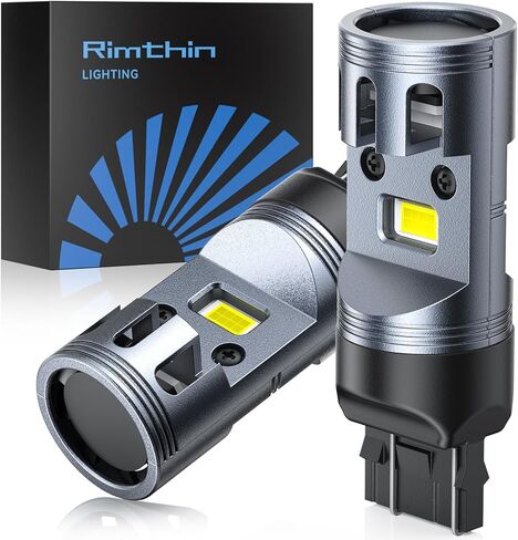 مصابيح الإضاءة العكسية rimthin 3157 3156 LED، 600% فائقة السطوع 4000LM 6000K بيضاء، تناسب T25 3056 3057 4057 4114 4157 مصابيح احتياطية لوقوف السيارات أثناء النهار، التوصيل والتشغيل، حزمة من 2 in Kuwait