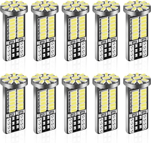 iFunyLED 10 قطع 194 لمبة LED فائقة السطوع 6500K T10 168 2825 W5W 34-SMD 3014 شرائح بديلة لمبات لصندوق السيارة الداخلي وخريطة القبة ولوحة لوحة الترخيص وأضواء احتياطية - أبيض زينون in Kuwait
