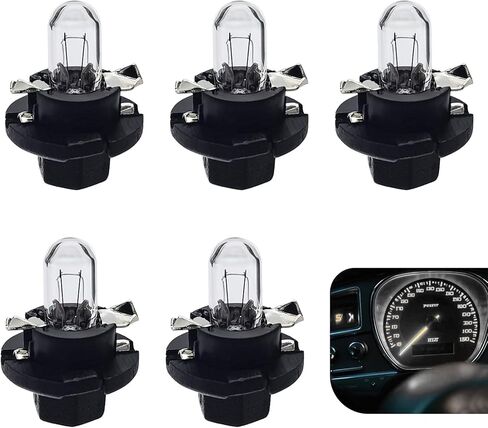 5 قطع DB501 لمبات إضاءة لوحة قيادة السيارة، T5 12V 1.2W لمبات هالوجين إسفينية، استبدال أضواء أداة السطوع، لوحة القيادة العالمية ومجموعة الإضاءة التبديل (أبيض) in Kuwait