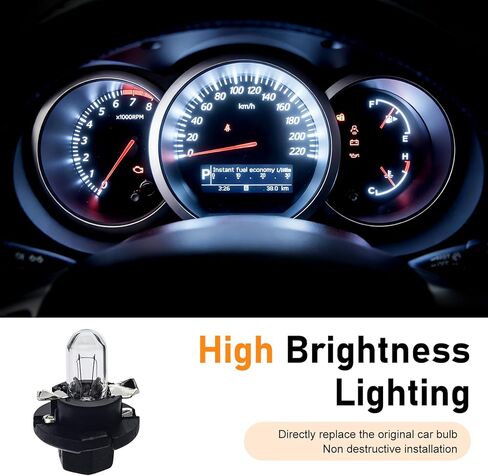 5 قطع DB501 لمبات إضاءة لوحة قيادة السيارة، T5 12V 1.2W لمبات هالوجين إسفينية، استبدال أضواء أداة السطوع، لوحة القيادة العالمية ومجموعة الإضاءة التبديل (أبيض) in Kuwait