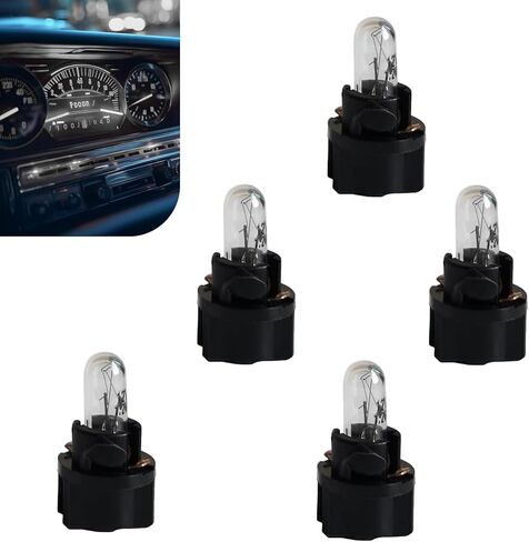 5 PCS Car T5 Dashboard Light Bulbs, 12V 1.2W Wedge Instrument Cluster Bulbs with Base, T5 Halogen Mini Bulb Replacement Parts, Universal for Car Motorcycle Dash Board Lamp (White #DB401) in Saudi Arabia