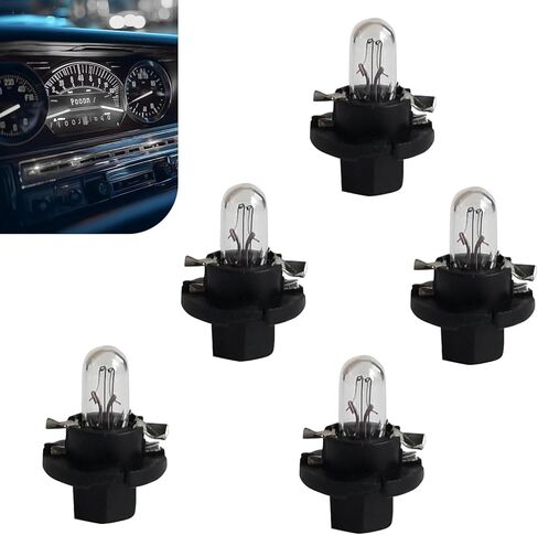 5 PCS Car T5 Dashboard Light Bulbs, 12V 1.2W Wedge Instrument Cluster Bulbs with Base, T5 Halogen Mini Bulb Replacement Parts, Universal for Car Motorcycle Dash Board Lamp (White #DB401) in Saudi Arabia