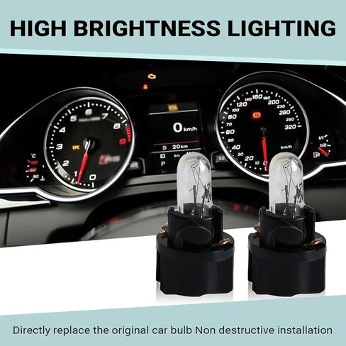 5 PCS Car T5 Dashboard Light Bulbs, 12V 1.2W Wedge Instrument Cluster Bulbs with Base, T5 Halogen Mini Bulb Replacement Parts, Universal for Car Motorcycle Dash Board Lamp (White #DB401) in Saudi Arabia