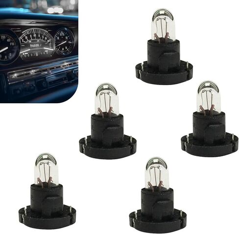 5 PCS Car T5 Dashboard Light Bulbs, 12V 1.2W Wedge Instrument Cluster Bulbs with Base, T5 Halogen Mini Bulb Replacement Parts, Universal for Car Motorcycle Dash Board Lamp (White #DB401) in Saudi Arabia