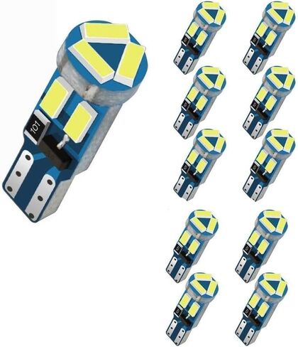 مصابيح T5 Wedge LED، 10 قطع، مع قاعدة قفل ملتوية، 74، 70، 37، 17، 2721، PC74، PC37، مصابيح LED للديكورات الداخلية للسيارة، والمؤشرات، ولوحات المعلومات، والأجهزة، واللوحات (أبيض) in Kuwait