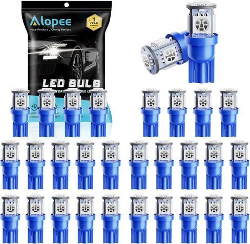 Alopee 30 حزمة 194 لمبات LED زرقاء 12 فولت T10 إسفين استبدال لمبة الضوء لـ 158 168 193 198 2825 W5W سيارة داخلية قبة خريطة باب صندوق السيارة أضواء خطوة مجاملة in Kuwait