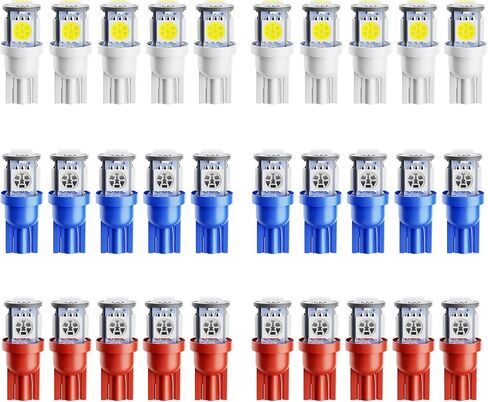 Alopee 30 حزمة 194 لمبات LED زرقاء 12 فولت T10 إسفين استبدال لمبة الضوء لـ 158 168 193 198 2825 W5W سيارة داخلية قبة خريطة باب صندوق السيارة أضواء خطوة مجاملة in Kuwait