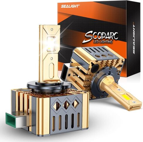 مصابيح SEALIGHT D3S D3R، 6000K أبيض بارد لتجميع HID لمبات زينون HID استبدال 66340 42403 42302 0.01S لمبات إضاءة الضباب البدء الفوري للتوصيل والتشغيل، حزمة من 2 in Kuwait
