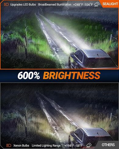 مصابيح SEALIGHT D3S D3R، 6000K أبيض بارد لتجميع HID لمبات زينون HID استبدال 66340 42403 42302 0.01S لمبات إضاءة الضباب البدء الفوري للتوصيل والتشغيل، حزمة من 2 in Kuwait