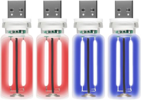 4 عبوات من مصابيح USB، مصابيح داخلية للسيارة مع مصابيح زجاجة صغيرة حمراء وزرقاء، إضاءة داخلية للسيارة قابلة للتعتيم تعمل باللمس، قم بتوصيل أضواء ليلية مزخرفة لـ Vehi in Kuwait