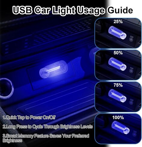 4 عبوات من مصابيح USB، مصابيح داخلية للسيارة مع مصابيح زجاجة صغيرة حمراء وزرقاء، إضاءة داخلية للسيارة قابلة للتعتيم تعمل باللمس، قم بتوصيل أضواء ليلية مزخرفة لـ Vehi in Kuwait