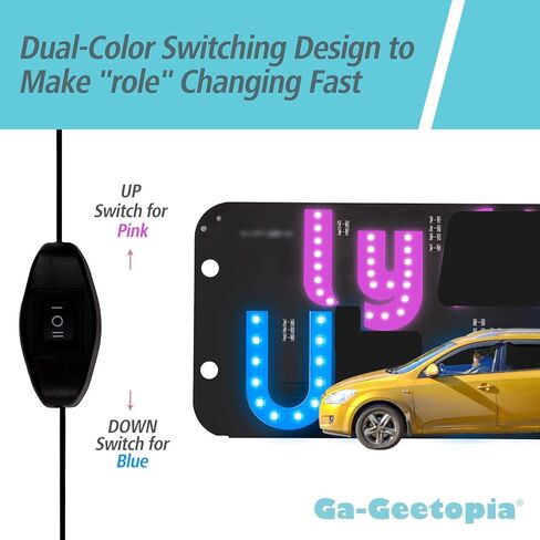 لافتة إضاءة LED للسيارة، لافتة سيارة أجرة على الزجاج الأمامي، ملصق LED للسيارة مع أكواب شفط، قابس USB للسيارات والشاحنات وسيارات الدفع الرباعي (وردي - أزرق) in Kuwait