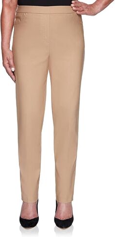 Alfred Dunner womens Petite Classic Allure Fit Proportioned With Elastic Comfort Waistband Casual Pants, Tan, 18 Petite US in Saudi Arabia