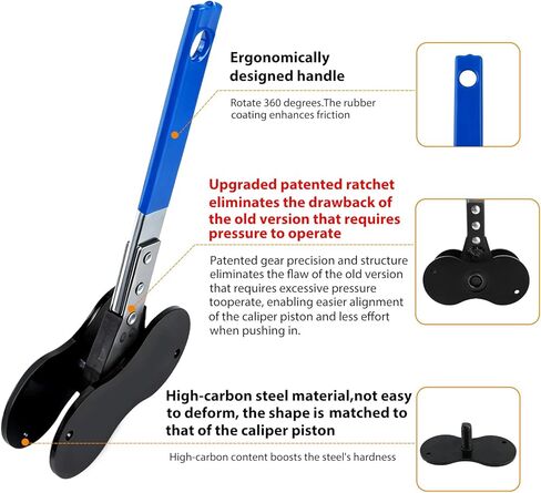 2026 Upgraded Patented Gen2 Brake Caliper Compression Tool, 5 in 1 Professional Piston Compressor, Brake Pad Spreader with 2 Brake Lubricants & 2 Hooks for Single/Twin/Quad Calipers, Blue in Kuwait