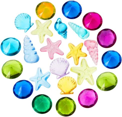 Skylety 24 Pieces Diving Gem Pool Toy Ocean Theme Colorful Diamond Diving Toy with Clear Box Marine Animals Gem Acrylic Summer Underwater Gemstone Pool Party Favors for Kids Swimming Bath(Retro Style) in Saudi Arabia