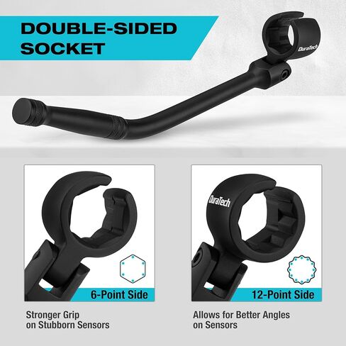 DURATECH 7/8" (22mm) O2 Sensor Wrench, Flexible Head Oxygen Sensor Wrench with 6-Point & 12-Point Double Ends, Contour Handle, Premium Alloy Steel, Black Finish in Kuwait