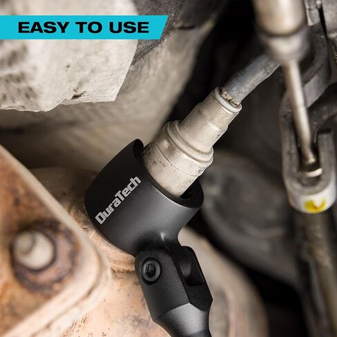 DURATECH 7/8" (22mm) O2 Sensor Wrench, Flexible Head Oxygen Sensor Wrench with 6-Point & 12-Point Double Ends, Contour Handle, Premium Alloy Steel, Black Finish in Kuwait
