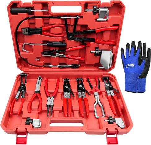 ZKTOOL 16PCS Hose Clamp Pliers Set, Professional Removal & Installation Tool Kit with Long Reach Flexible Wire & Electrical Disconnect Pliers for Fuel, Oil, Coolant Radiator, Heater and Water Hoses in Kuwait