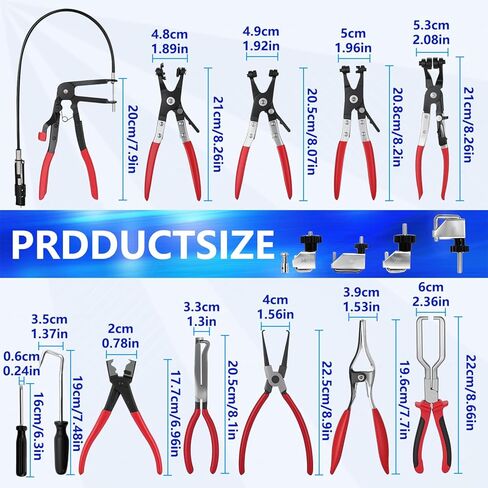 ZKTOOL 16PCS Hose Clamp Pliers Set, Professional Removal & Installation Tool Kit with Long Reach Flexible Wire & Electrical Disconnect Pliers for Fuel, Oil, Coolant Radiator, Heater and Water Hoses in Kuwait