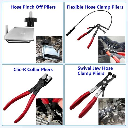 ZKTOOL 16PCS Hose Clamp Pliers Set, Professional Removal & Installation Tool Kit with Long Reach Flexible Wire & Electrical Disconnect Pliers for Fuel, Oil, Coolant Radiator, Heater and Water Hoses in Kuwait