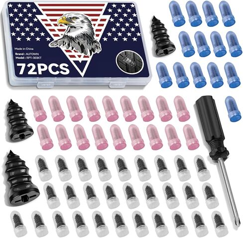 AUTOWN 72PCS Tire Repair Rubber Nail Kit - Complete Set with 3 Sizes, Storage Box & Screwdriver - for Car, Truck, Motorcycle & More in Saudi Arabia