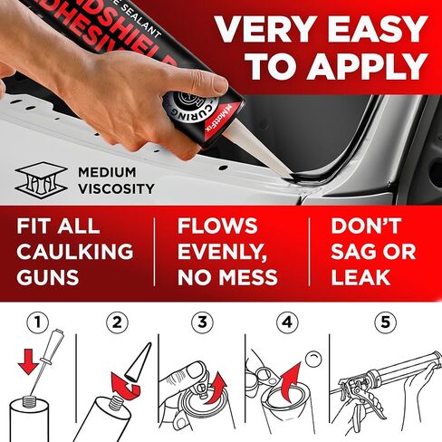 Windshield Adhesive – Easy to Apply – Fast Curing & Weather Resistant – High-Strength Bond – Professional Polyurethane Auto Glass Adhesive – Windshield Sealant – Repair Kit for Cars, Trucks & SUVs in Kuwait