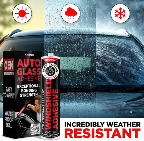 Windshield Adhesive – Easy to Apply – Fast Curing & Weather Resistant – High-Strength Bond – Professional Polyurethane Auto Glass Adhesive – Windshield Sealant – Repair Kit for Cars, Trucks & SUVs in Kuwait