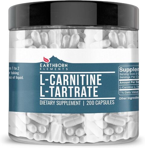 Earthborn Elements L-Carnitine Tartrate، 200 كبسولة، بدون مغنيسيوم أو حشو أرز، بدون إضافات، خالي من الغلوتين، غير مخفف in Saudi Arabia