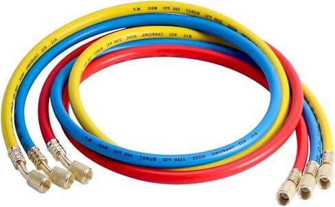 3 قطعة طقم خرطوم قياس مشعب التيار المتردد لـ R404A R12 R22 R502 R134A ، خرطوم قياس مشعب تيار متردد 5FT مع توهج أنثى 1/4 بوصة SAE in Kuwait