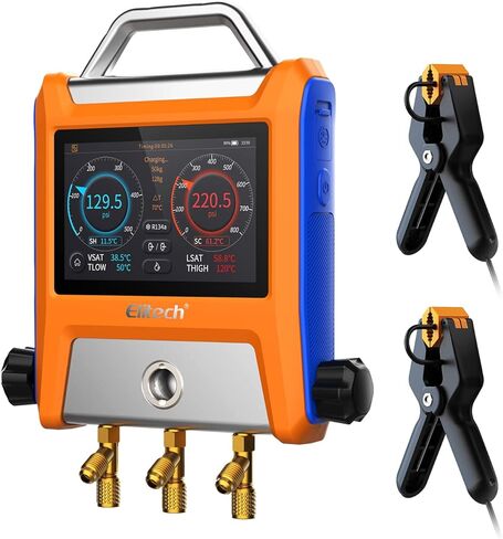مجموعة قياس متعددة رقمية لاسلكية من Elitech، مقاييس تبريد HVAC لتسجيل البيانات مع خراطيم ومشابك درجة الحرارة، LMG-10W in Kuwait