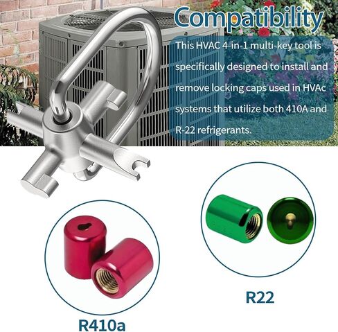 أدوات HVAC، 2 حزمة من مفاتيح غطاء القفل لأغطية أمان المبردات 410A وR22، أداة HVAC عالمية 4 في 1، تستخدم لتركيب وإصلاح التيار المتردد، مقاومة للعبث (4 قطع) in Kuwait