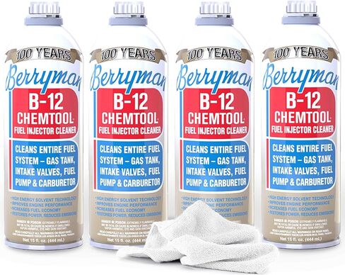 Berryman B-12 Chemtool 0116 (4 Pack) - Fuel Injector Cleaner, 15oz with SMA Towel | Carburetor & Fuel System Cleaner Additive for Cars in Kuwait
