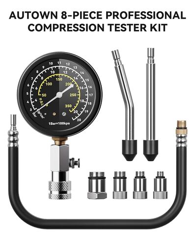 AUTOWN Professional Compression Tester Kit, 300 PSI Triple-Scale Gauge with 8-Piece Set & Portable Gray Case for Car, Truck, ATV & Small Gas Engines Diagnosis in Saudi Arabia