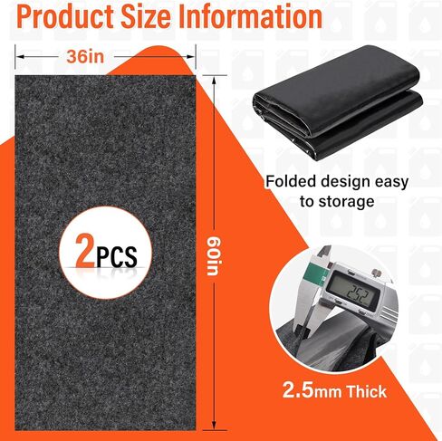 2 Pack 36 x 60 Inch Premium Oil Spill Mat,Garage Floor Mat for Under Car,Highly Absorbent Maintenance Mat Protect Your Floor from Oil Drips, Spills, Splashes and Stains in Saudi Arabia