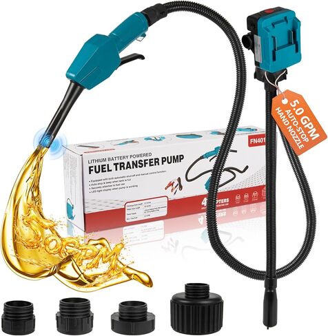 5GPM Cordless Fuel Transfer Pump,Auto-Stop & Hand Nozzle, Compatible with DeWalt 20V & Milwaukee 18V Batteries, 51'' hose,Vertical Operated Gas Can Pump for Diesel,Gasoline(Bare Tool) in Kuwait