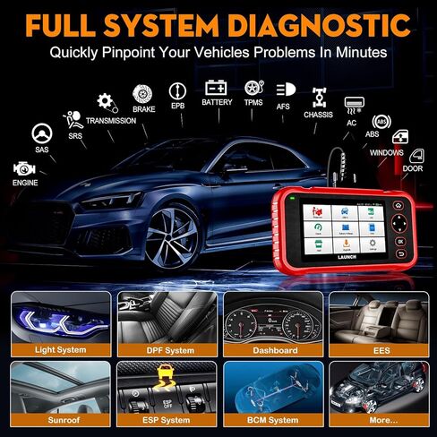 LAUNCH CRP123E Plus Obd2 Scanner، أداة مسح تشخيصي لجميع أنظمة السيارات مع إعادة ضبط الزيت، معايرة SAS، تكيف الخانق، اختبار البطارية، Auto Vin، FCA Autoauth، تحديث مجاني مدى الحياة in Kuwait