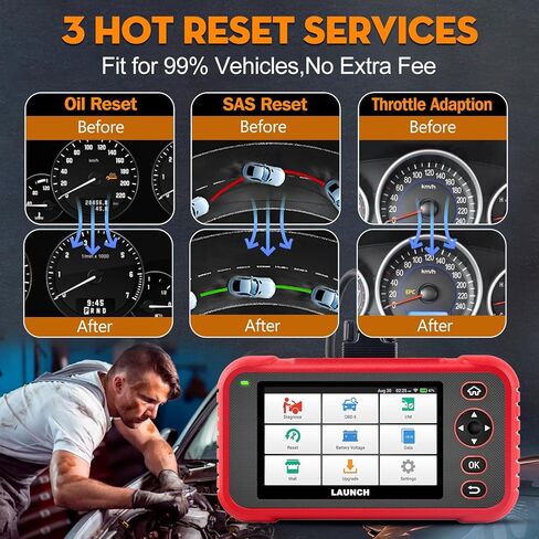 LAUNCH CRP123E Plus Obd2 Scanner، أداة مسح تشخيصي لجميع أنظمة السيارات مع إعادة ضبط الزيت، معايرة SAS، تكيف الخانق، اختبار البطارية، Auto Vin، FCA Autoauth، تحديث مجاني مدى الحياة in Kuwait